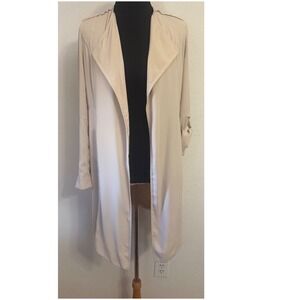 Babaton Aritzia Women XXS Sand Draped Open Front Roll Tab Sleeve Duster Jacket